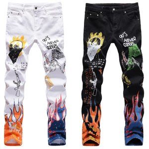 Fashion Streetwear Men Jeans  Men Fit Jeans